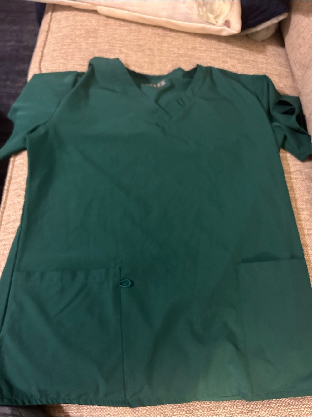 Solid Green V-Neck Medical Scrub Set Large
